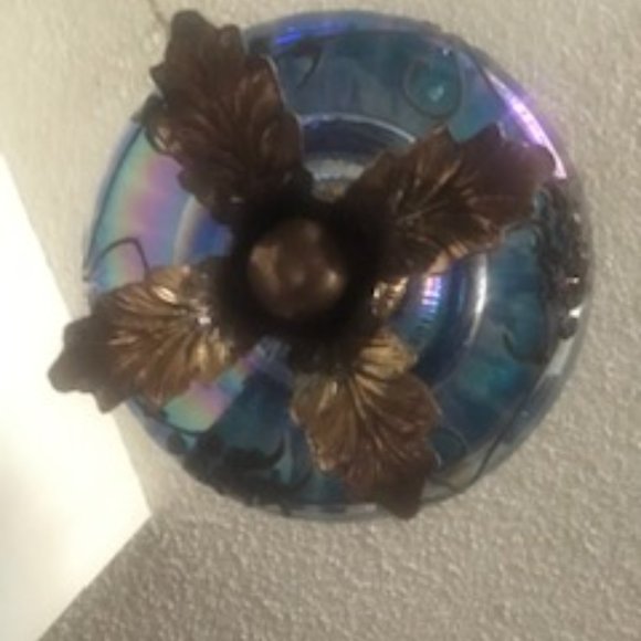 Vintage Blue Carnival Glass Lamp - Picture 6 of 11